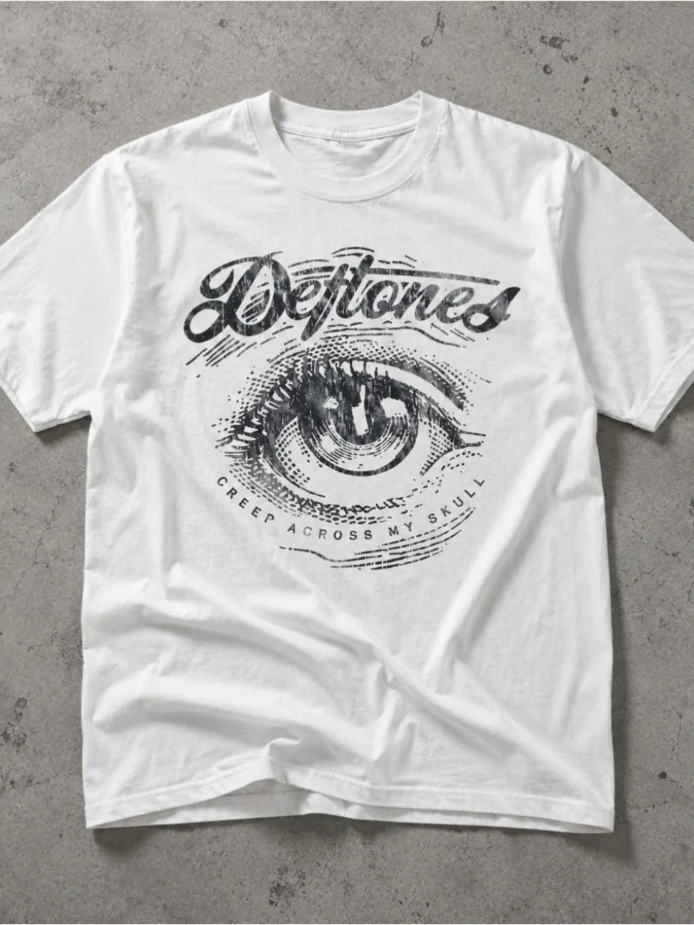 Gildan White Short Sleeve Tee with Black Eye Graphic